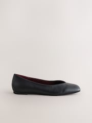 Black Forever Comfort® Leather Square Toe Ballerina Flats - Image 8 of 11