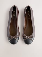 Chocolate Brown Forever Comfort® Round Toe Leather Ballerina Shoes - Image 1 of 1