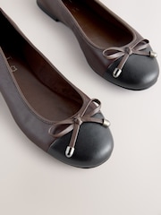 Chocolate Brown Forever Comfort® Round Toe Leather Ballerina Shoes - Image 4 of 5