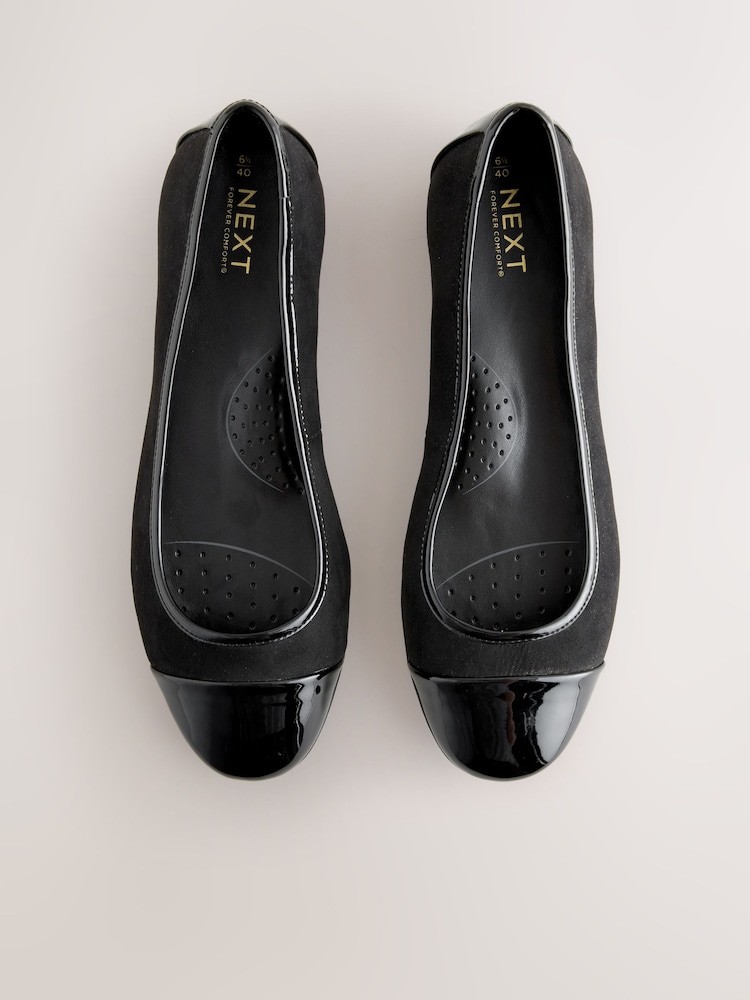 Black Forever Comfort® Toe Cap Ballerina Shoes - Image 1 of 5