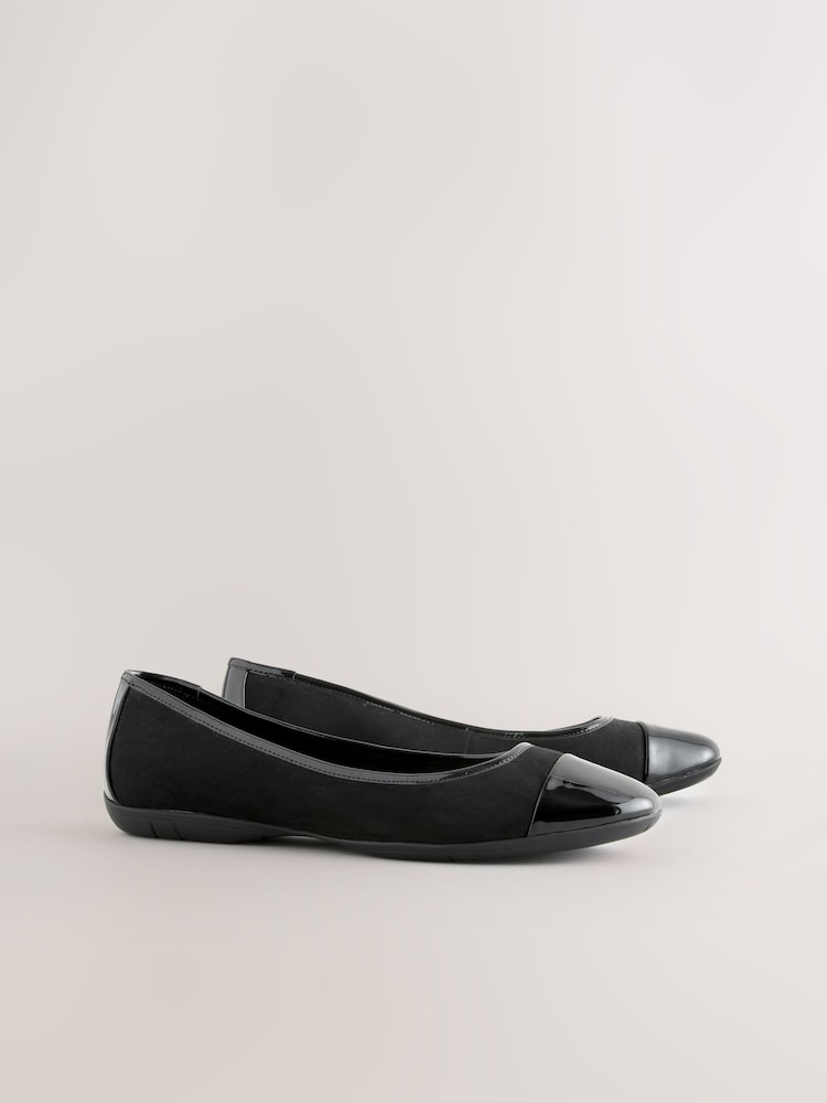 Black Forever Comfort® Toe Cap Ballerina Shoes - Image 2 of 5