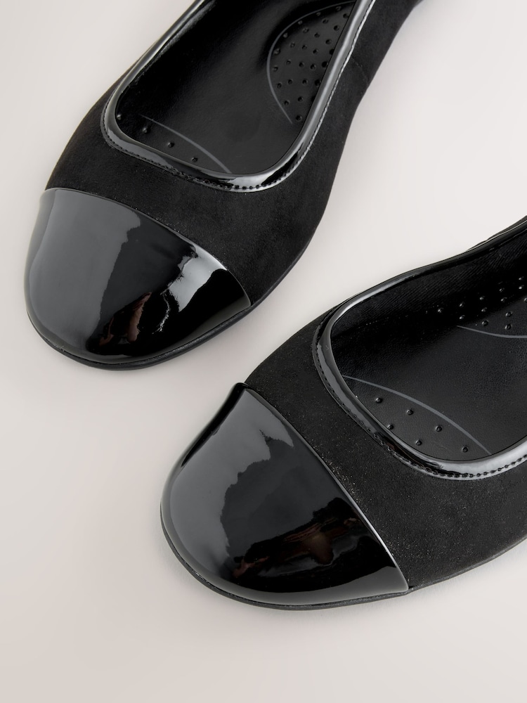 Black Forever Comfort® Toe Cap Ballerina Shoes - Image 5 of 5
