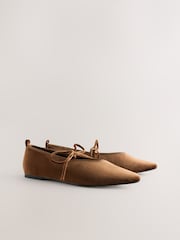بني - Forever Comfort® Velvet Tie Mary Jane Shoes - صورة 8 من 10