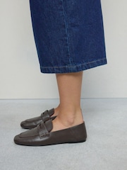 Chocolate Brown Forever Comfort® Leather Square Toe Crush Back Loafers - Image 2 of 10