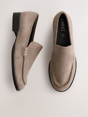 Greige Suede Forever Comfort® Leather Round Toe Clean Loafers - Image 1 of 5