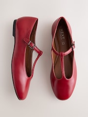 Red Forever Comfort® Leather T-Bar Ballerinas - Image 1 of 9