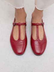 Red Forever Comfort® Leather T-Bar Ballerinas - Image 2 of 9