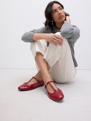 Red Forever Comfort® Leather T-Bar Ballerinas - Image 3 of 9