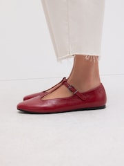 Red Forever Comfort® Leather T-Bar Ballerinas - Image 4 of 9