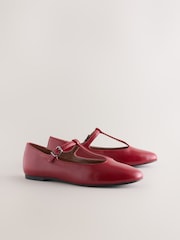 Red Forever Comfort® Leather T-Bar Ballerinas - Image 5 of 9