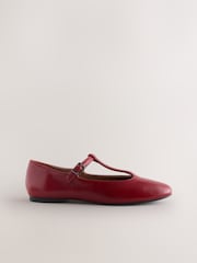 Red Forever Comfort® Leather T-Bar Ballerinas - Image 6 of 9