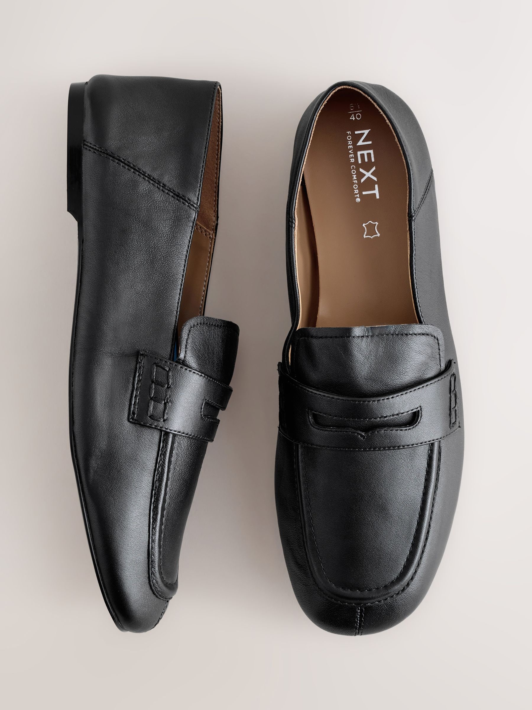 Buy Black Forever Comfort® Leather Square Toe Crush Back Loafers