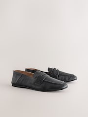 Black Forever Comfort® Leather Square Toe Crush Back Loafers - Image 5 of 9
