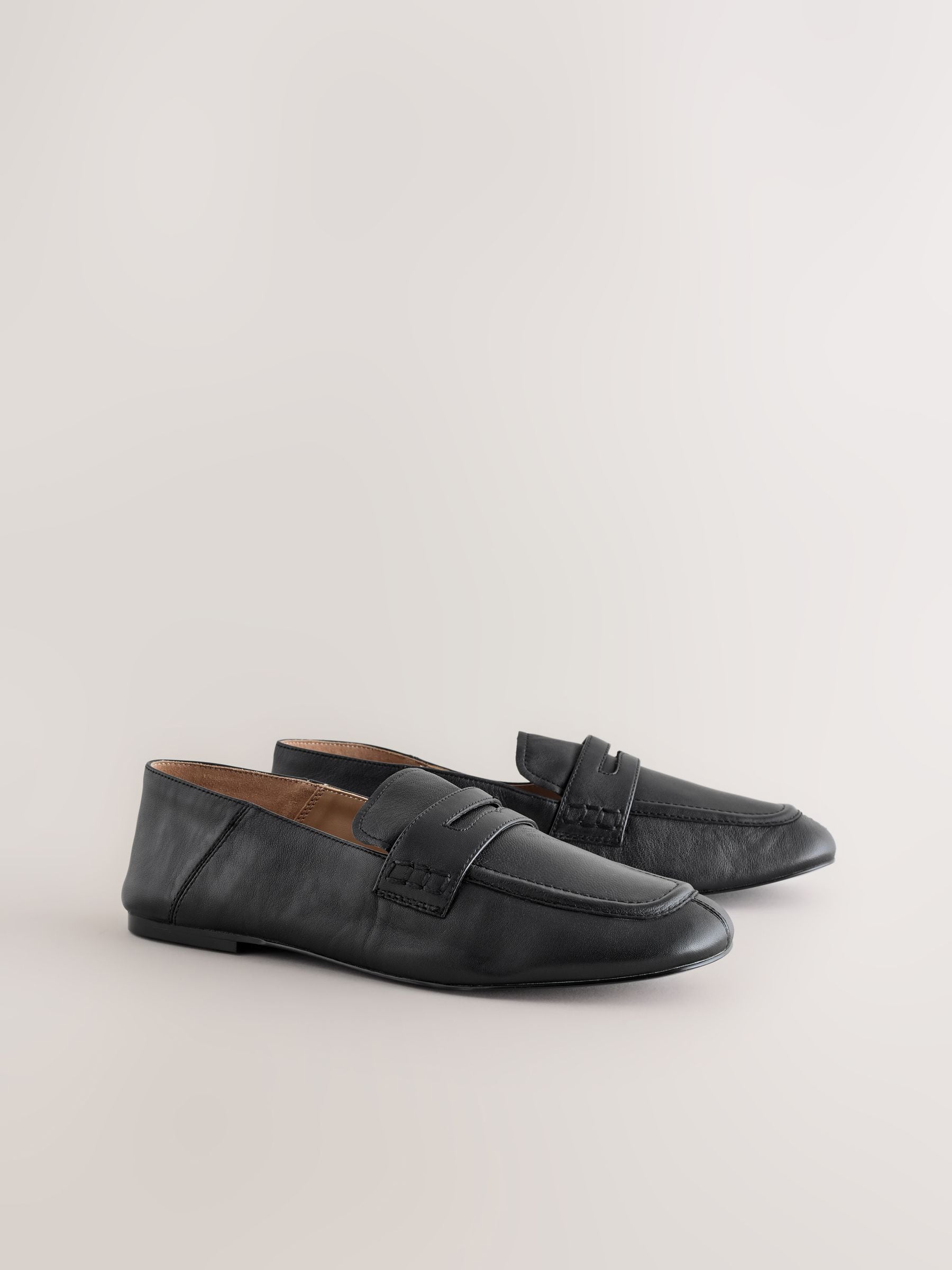 Buy Black Forever Comfort® Leather Square Toe Crush Back Loafers