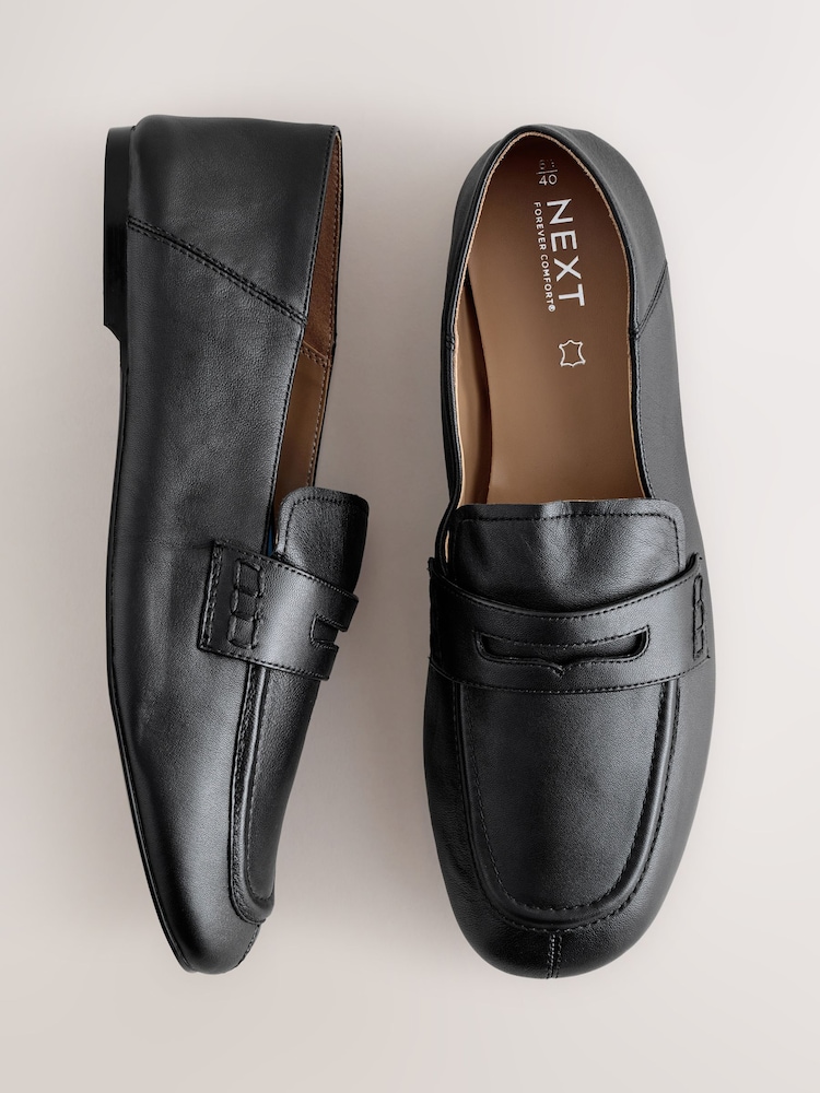 Black Forever Comfort® Leather Square Toe Crush Back Loafers - Image 9 of 9