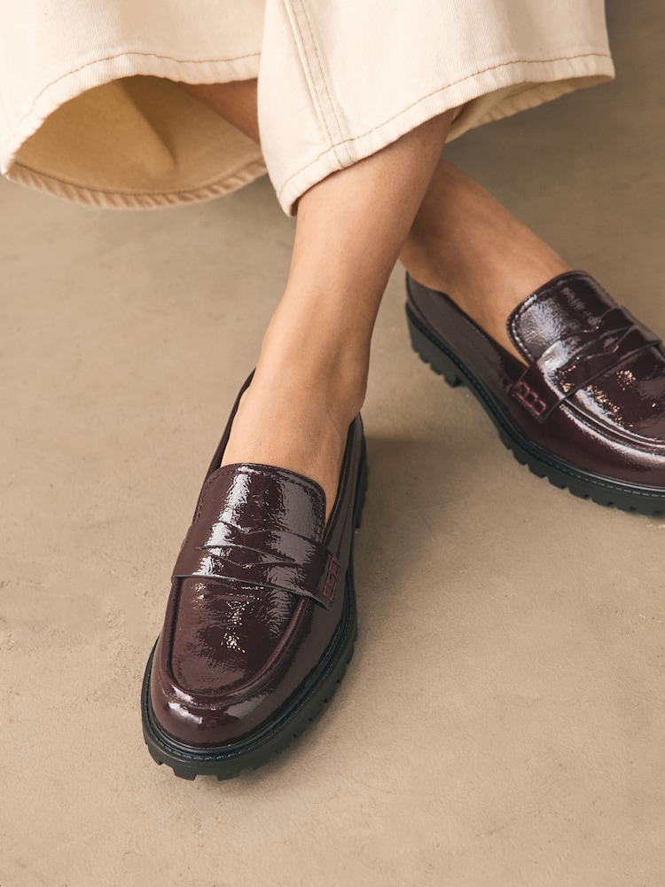 Buy Burgundy Red Patent Chunky Loafer Shoes from Next India