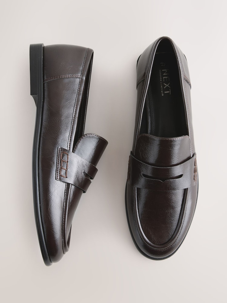Chocolate Brown Forever Comfort® Round Toe Penny Loafers - Image 1 of 5