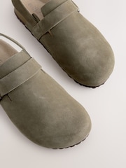 Khaki Green Leather Slingback Footbed Clogs - Image 5 of 5