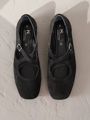 Black Signature Premium Leather Mary Jane Studded Shoes - Image 1 of 6