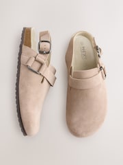 Neutral Leather Slingback Footbed Clogs - Image 1 of 5
