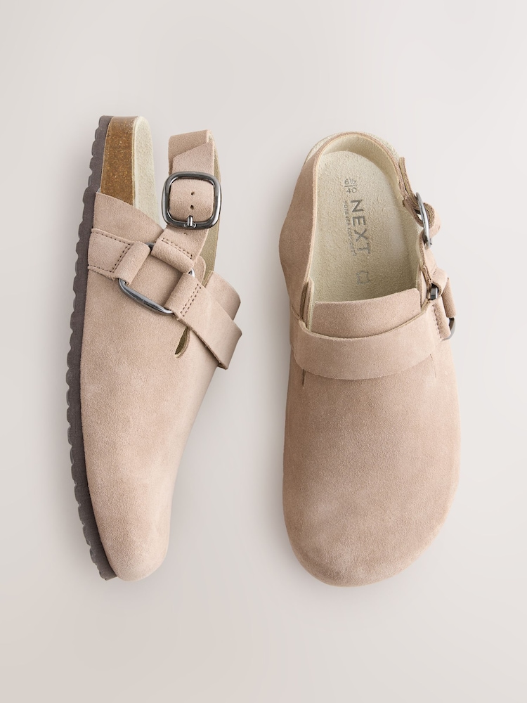 Neutral Leather Slingback Footbed Clogs - Image 1 of 5
