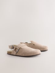 Neutral Leather Slingback Footbed Clogs - Image 2 of 5