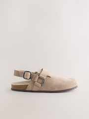 Neutral Leather Slingback Footbed Clogs - Image 3 of 5