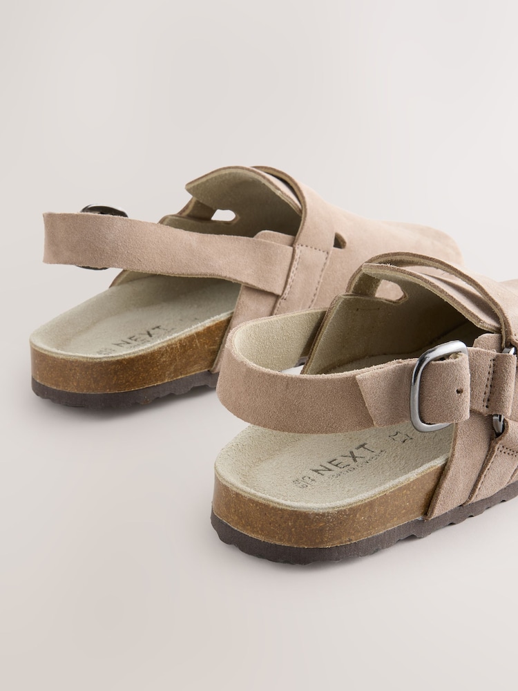Buy Neutral Leather Slingback Footbed Clogs from the Next UK
