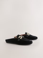 Negro - Forever Comfort® Leather Hardware Trim Detail Loafer Mules - Imagen 1 de 5