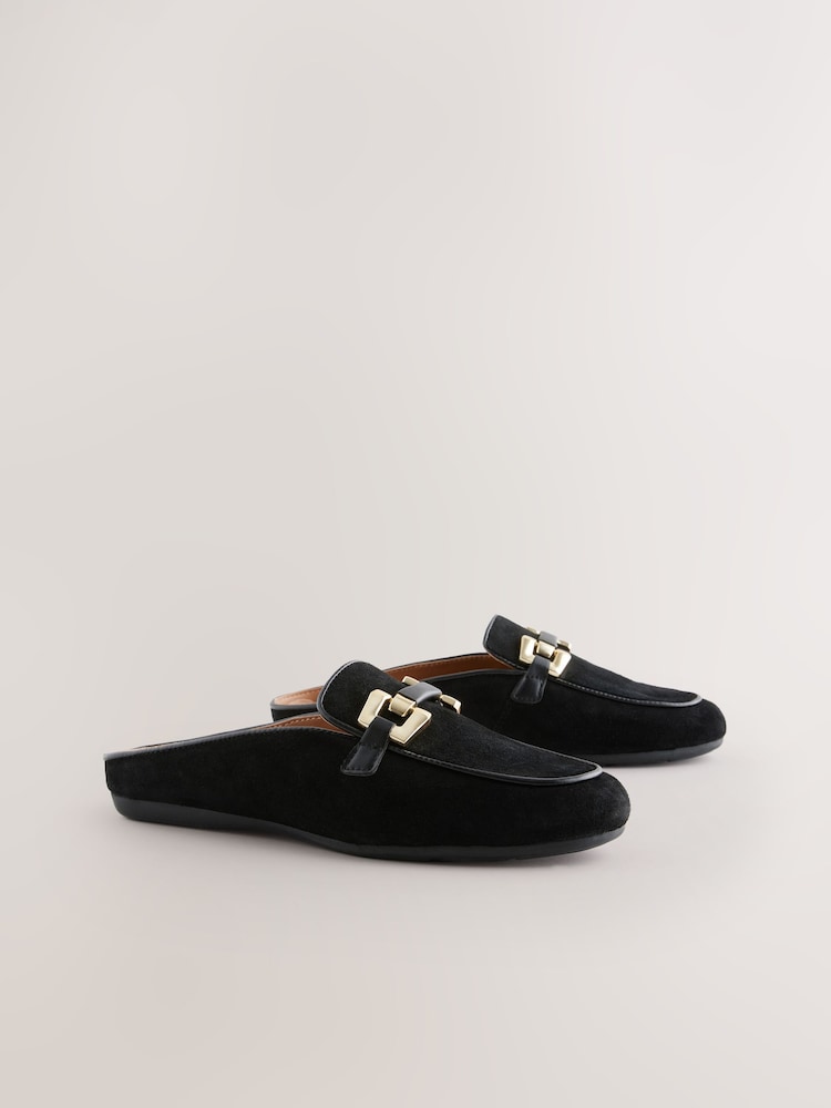 Negro - Forever Comfort® Leather Hardware Trim Detail Loafer Mules - Imagen 1 de 5 Negro - Forever Comfort® Leather Hardware Trim Detail Loafer Mules - Imagen 1 de 5