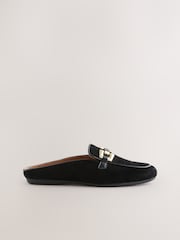 Negro - Forever Comfort® Leather Hardware Trim Detail Loafer Mules - Imagen 2 de 5