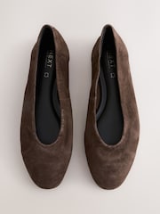 Chocolate Brown Suede Standard/Wide Fit Forever Comfort® Leather Round Toe Ballerinas - Image 1 of 5