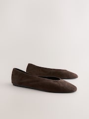 Chocolate Brown Suede Standard/Wide Fit Forever Comfort® Leather Round Toe Ballerinas - Image 2 of 5
