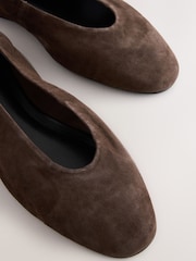 Chocolate Brown Suede Standard/Wide Fit Forever Comfort® Leather Round Toe Ballerinas - Image 4 of 5