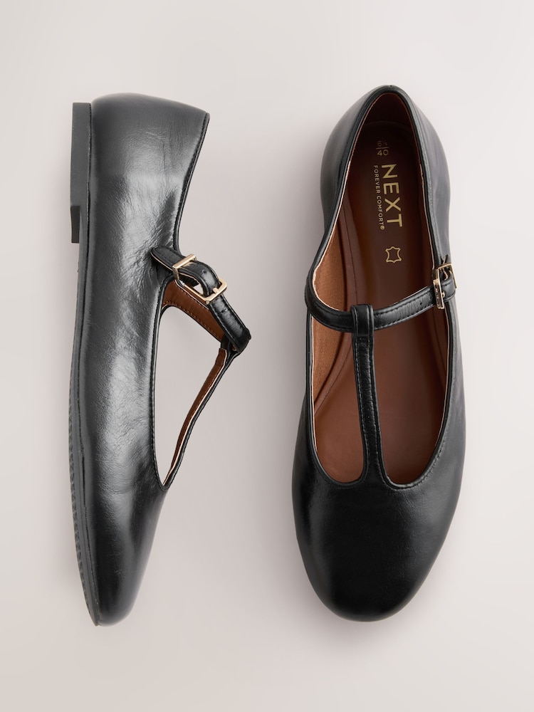 Negro - Forever Comfort® Leather T-Bar Mary Jane Shoes - Imagen 1 de 13