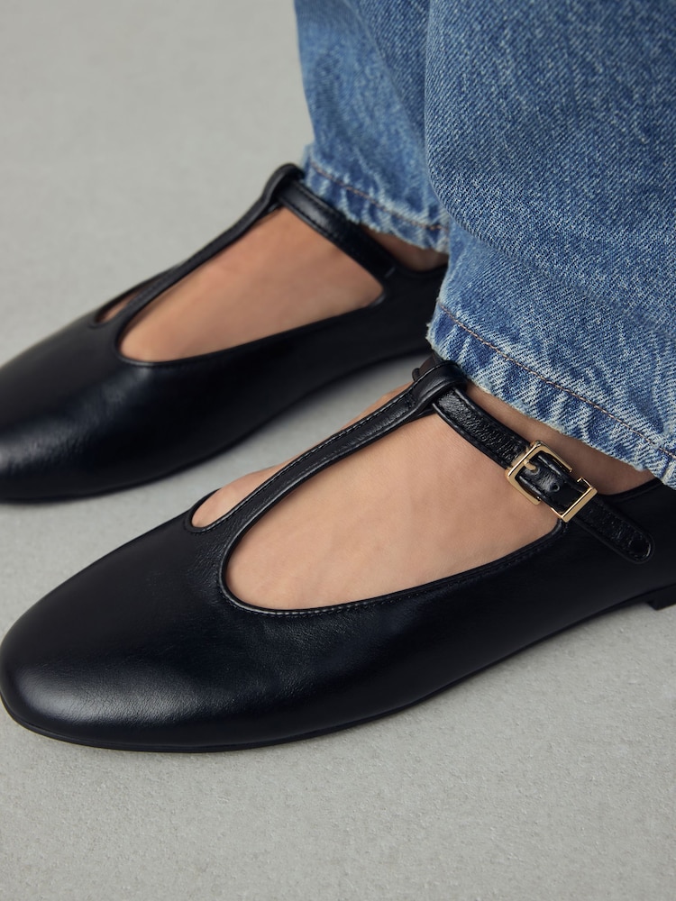Buy Black Forever Comfort® Leather T-Bar Mary Jane Shoes from the