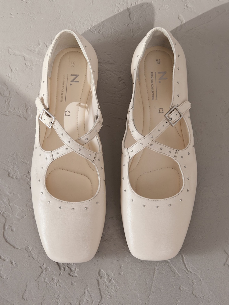 Bone Signature Premium Leather Mary Jane Studded Shoes - Image 1 of 7