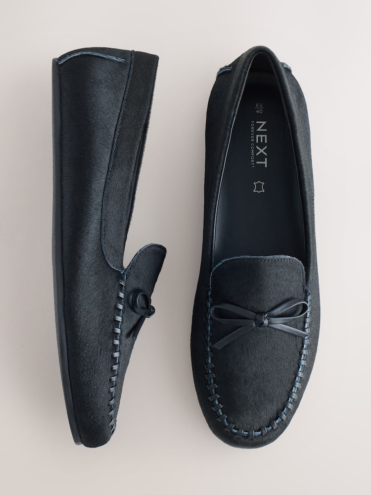 Black Forever Comfort® Leather Round Toe Driver Loafers - Image 1 of 9