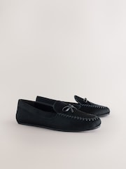 Black Forever Comfort® Leather Round Toe Driver Loafers - Image 2 of 9
