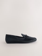 Black Forever Comfort® Leather Round Toe Driver Loafers - Image 3 of 9