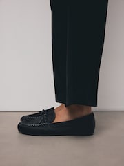 Black Forever Comfort® Leather Round Toe Driver Loafers - Image 7 of 9