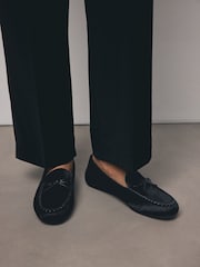 Black Forever Comfort® Leather Round Toe Driver Loafers - Image 8 of 9