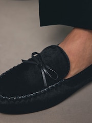 Black Forever Comfort® Leather Round Toe Driver Loafers - Image 9 of 9