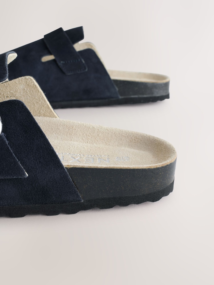 Navy Standard Fit Forever Comfort® Leather Footbed Clogs - Image 10 of 10