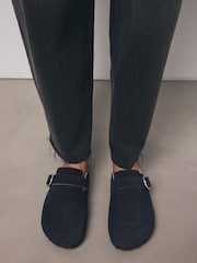 Navy Standard Fit Forever Comfort® Leather Footbed Clogs - Image 5 of 10