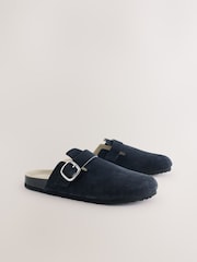 Navy Standard Fit Forever Comfort® Leather Footbed Clogs - Image 7 of 10