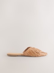 Tan Brown Forever Comfort® Leather Slip-On Weave Mules - Image 3 of 5
