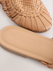Tan Brown Forever Comfort® Leather Slip-On Weave Mules - Image 4 of 5