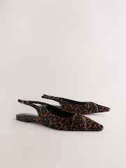 Leopard Forever Comfort® Premium Leather Pointed Toe Hardware Slingback Shoes - Image 7 of 10