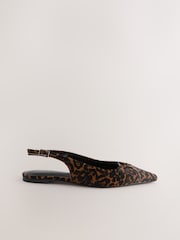 Leopard Forever Comfort® Premium Leather Pointed Toe Hardware Slingback Shoes - Image 8 of 10